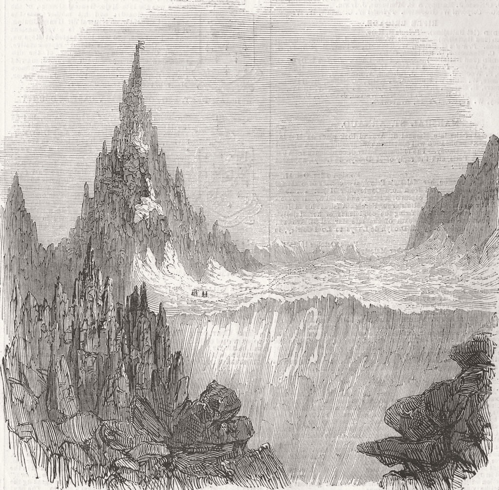 SWITZERLAND. Monte Rosa; Zumsteen & Hochste Spitze 1854 old antique print